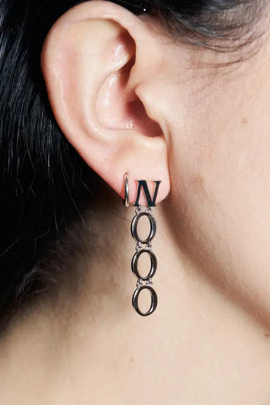 Sterling Silver NOOO Dangle Earring