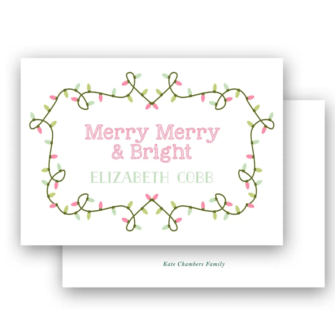 Pastel Merry Merry & Bright Christmas Lights Holiday Enclosure Card
