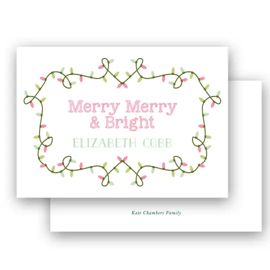 Pastel Merry Merry & Bright Christmas Lights Holiday Enclosure Card