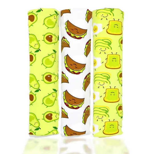 Baby Mode Signature Baby Boys and Baby Girls 3 Piece Knit Swaddle Blankets, Avocados