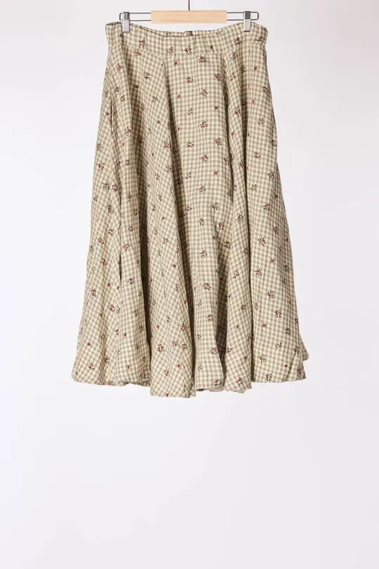 Classic Skirt, Green Gingham