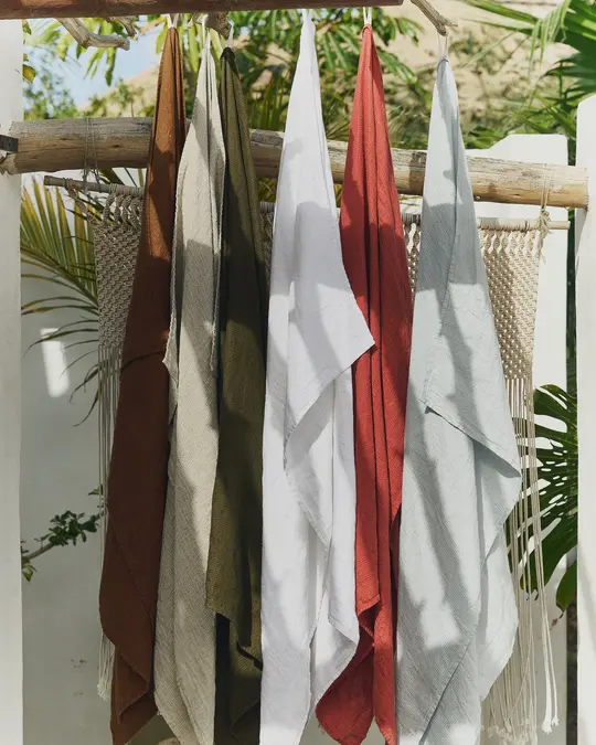 Large linen waffle bath towel