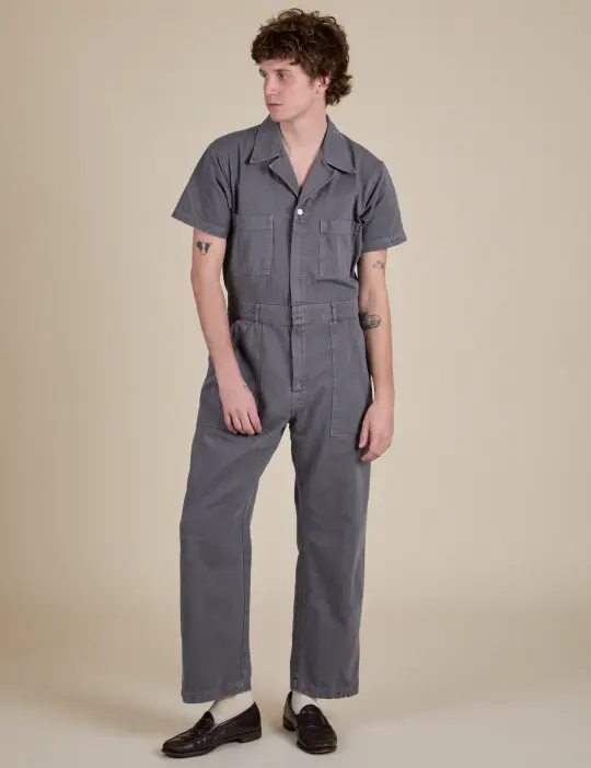 Short Sleeve Jumpsuit - Washed Grey