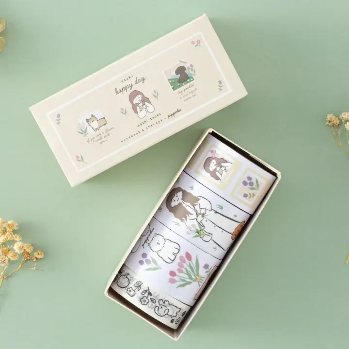 Tsuki ‘Happy Day’ Washi Tape Set by Notebook Therapy x Peppoko ☾
