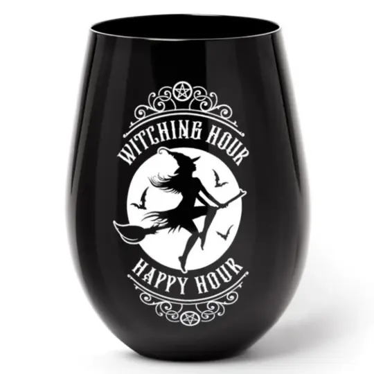 Witching Hour Stemless Glass in Glossy Black 17.6oz