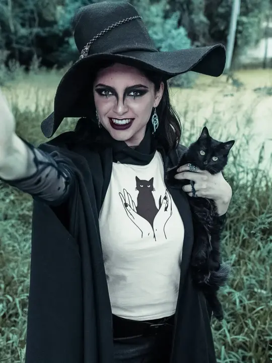 Witchy Black Cat Unisex Tee for Dark Academia & Witchcore