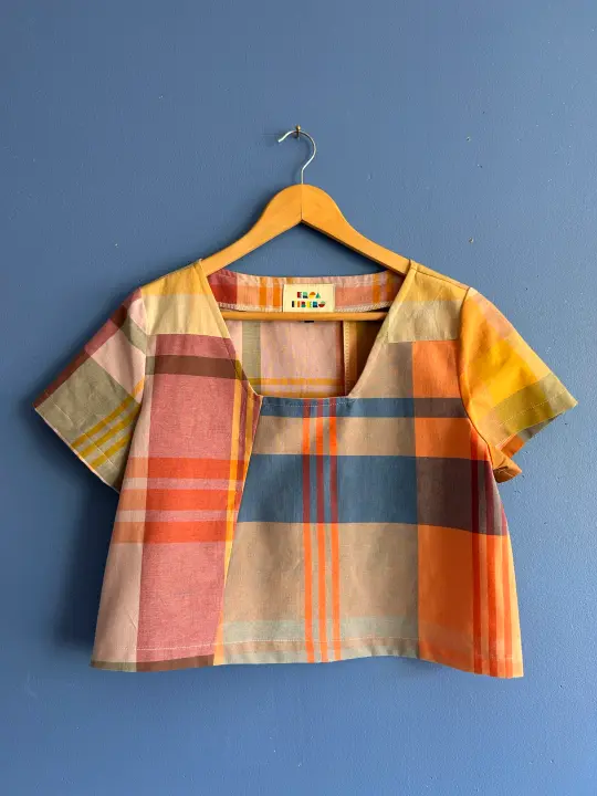 Upcycled Quilt Patch Top - Size Small