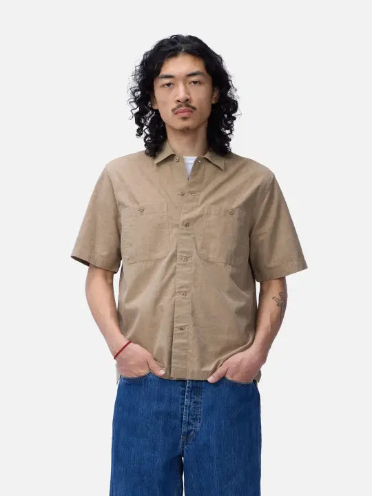 Short Sleeve Workshirt ~ Brown Pigment Dye