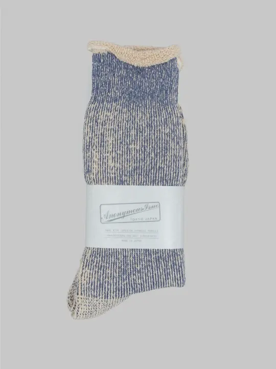 Anonymous Ism Hemp Thich Pile Crew Socks Navy Melange