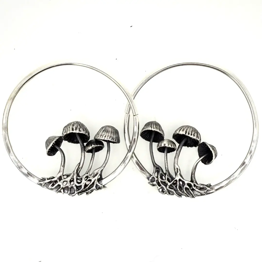 mushroom hoop earweights