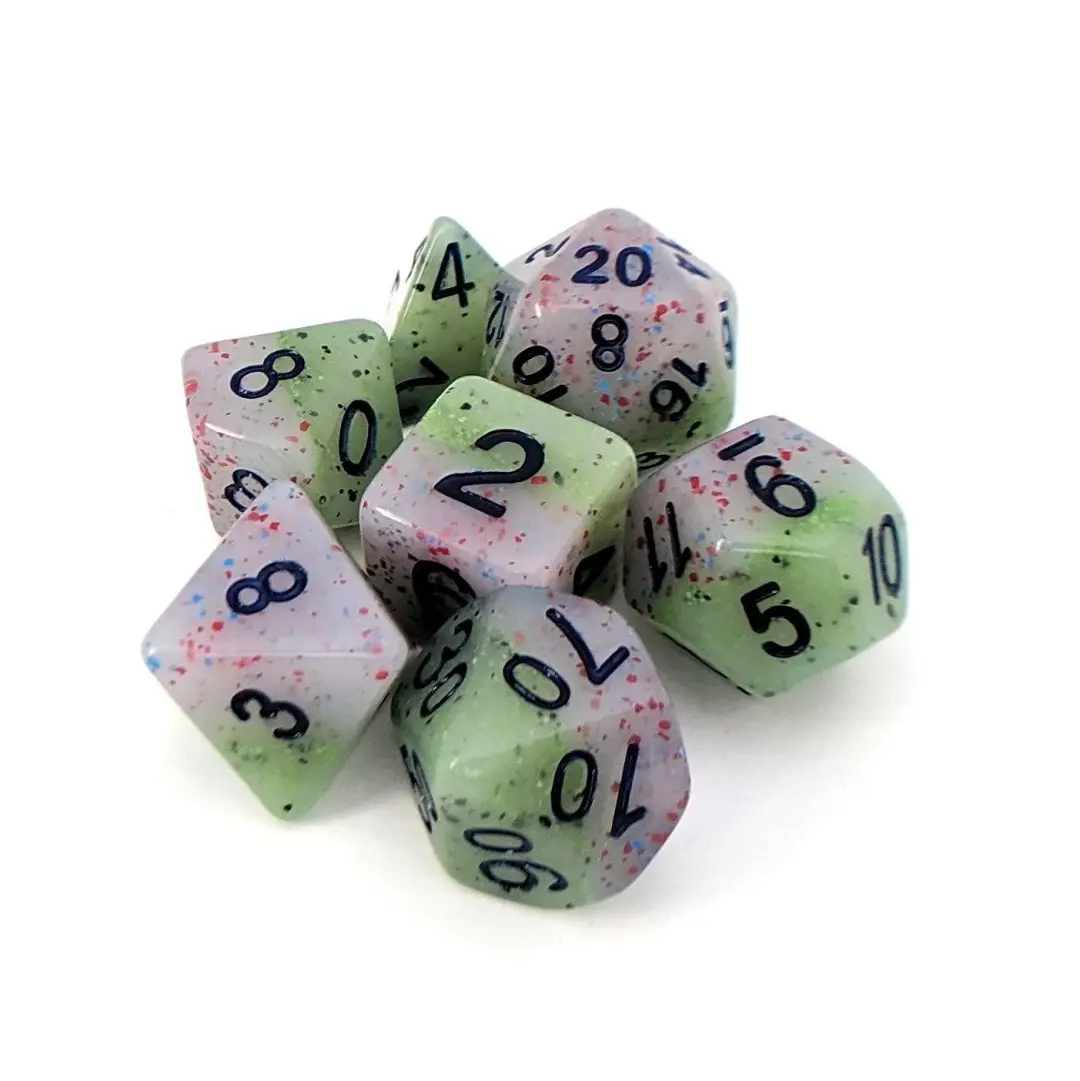 Witch's Robe Dice Set – Pastel Purple & Green Layered with Speckles