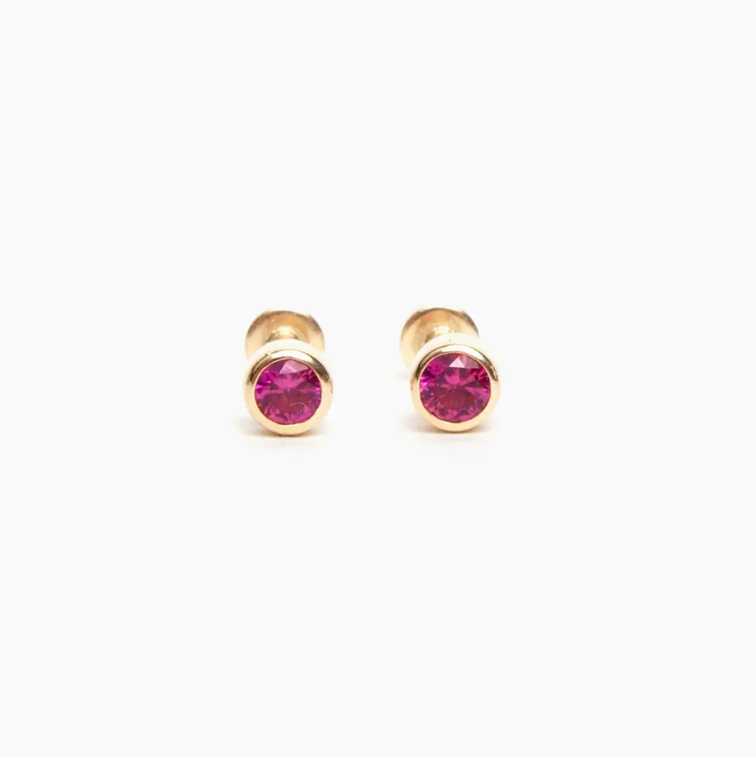 Ruby Flat Back Stud Earrings