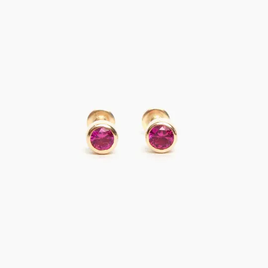 Ruby Flat Back Stud Earrings