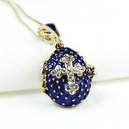 Dark Blue Faberge Egg Locket