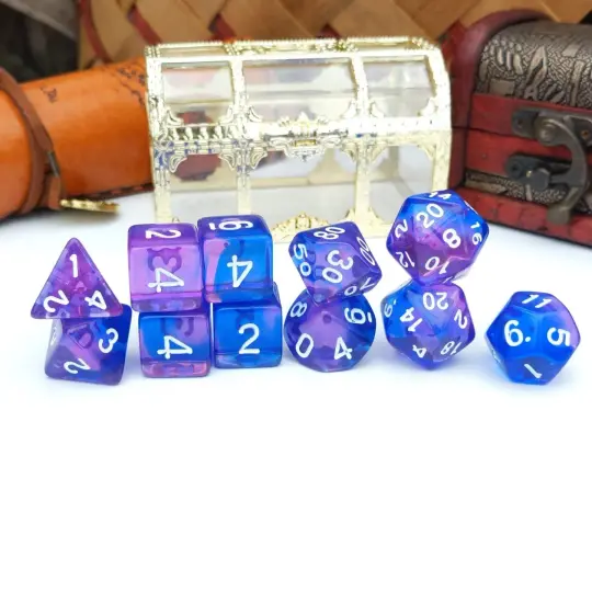 Purple Phoenix Dice Set – 11-Piece Rebirth Fire DnD Dice