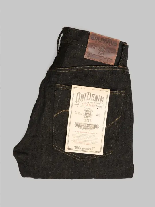 ONI Denim 246-BKOL 12.5oz"Black x Olive" Neat Straight Jeans