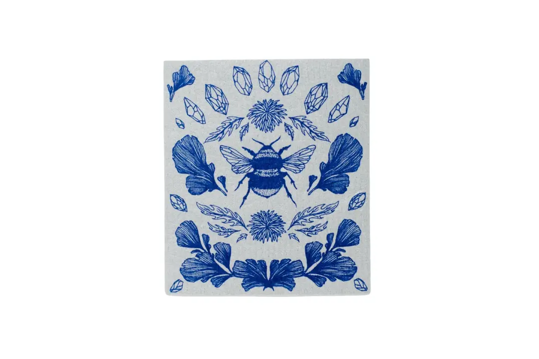 Grey Bee Shrine Swedish Dishcloth