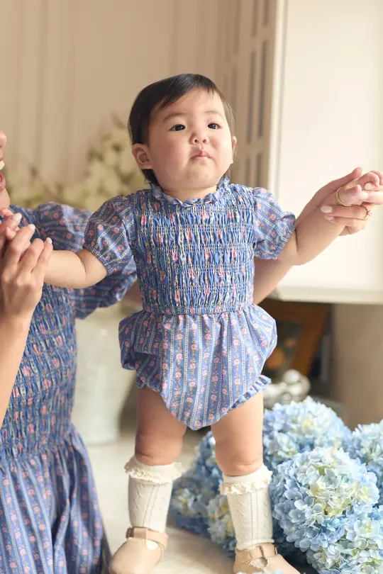 Baby Mariah Romper in Linear Print