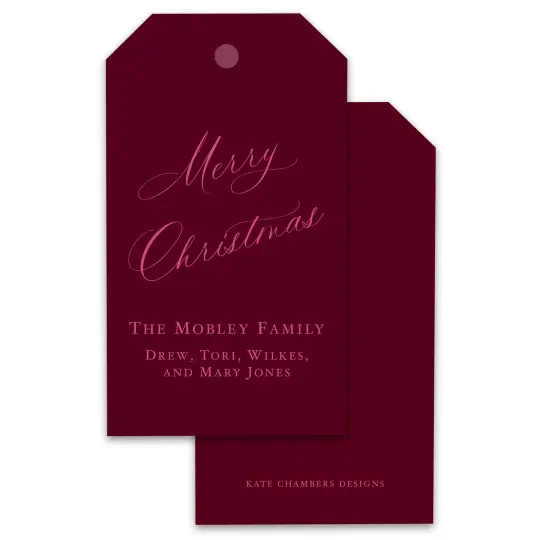 Claret and Pink Christmas Holiday Gift Tag