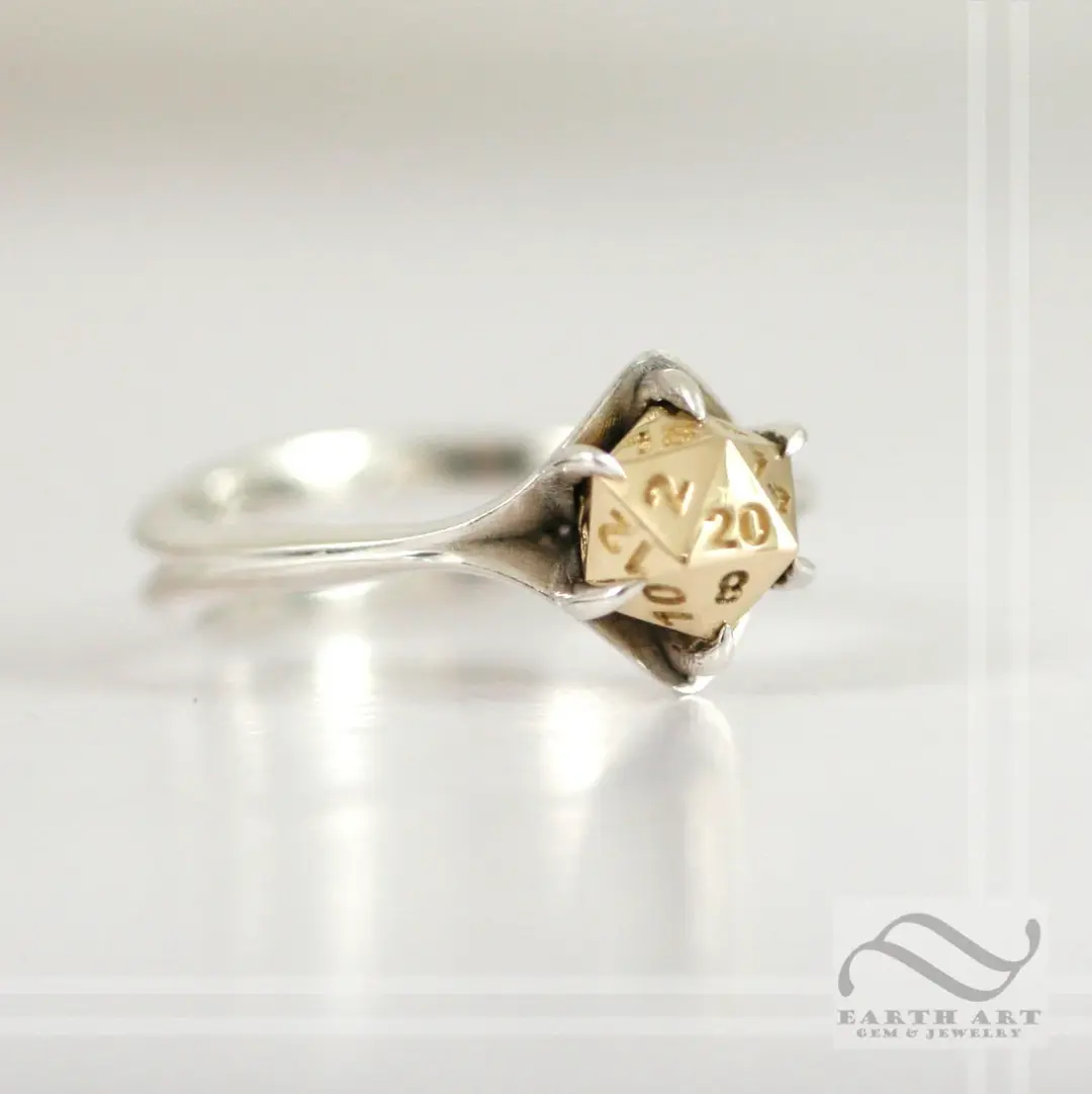 D20 Engagement ring in Mixed Metals - Sterling silver or white gold