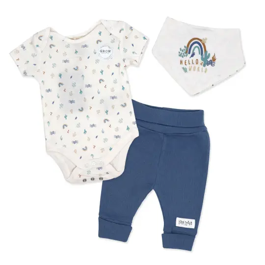 Home Grown Baby 100% Organic Cotton  3 Piece Boys Southwest Layette Set, 0-3M