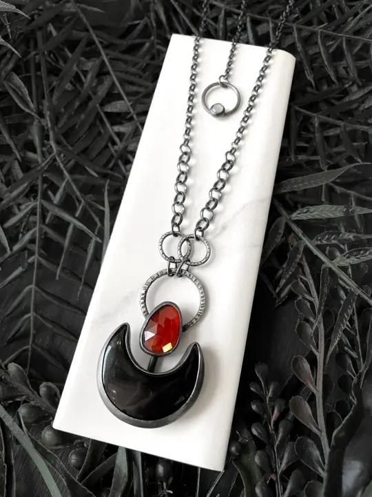 Garnet and Onyx Lunar Amulet