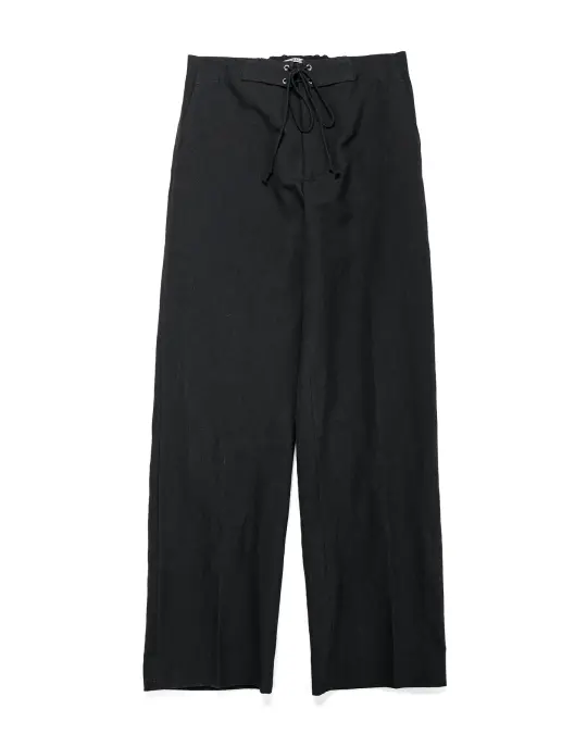 Auralee Wool Cotton Linen Ox Drawstring Pants Black