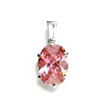 Pink Topaz CZ Oval Pendant
