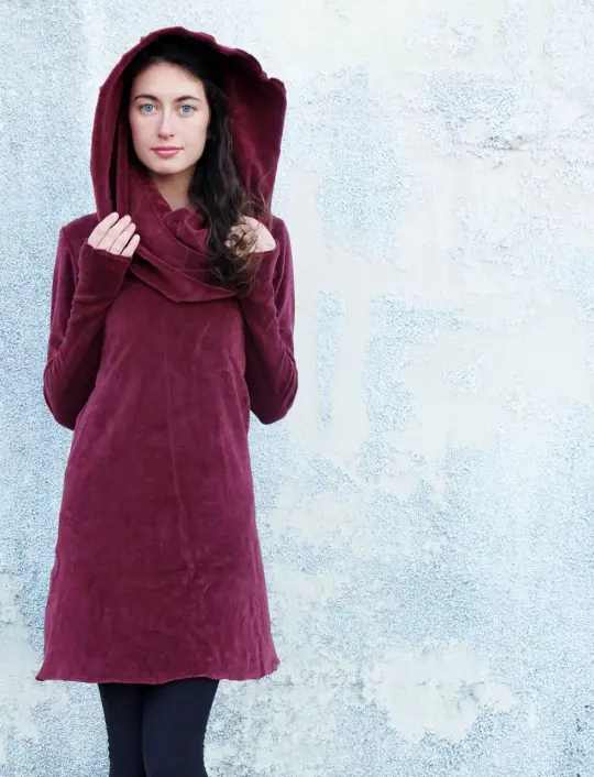 Super Cowl Simplicity Short VELOUR Dress