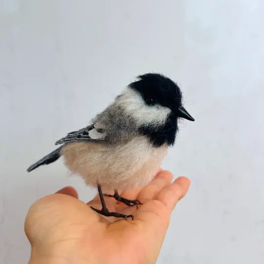 Black-Capped Chickadee - Needle Felt Sculpture