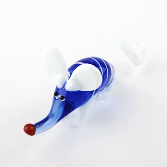 Blue Mouse Glass Figurine