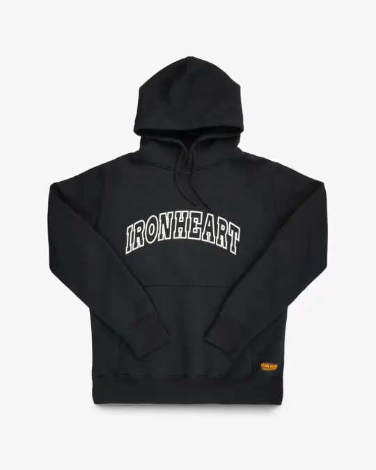 Printed 14oz Ultra Heavyweight Loopwheel Cotton Hoodie - Black
