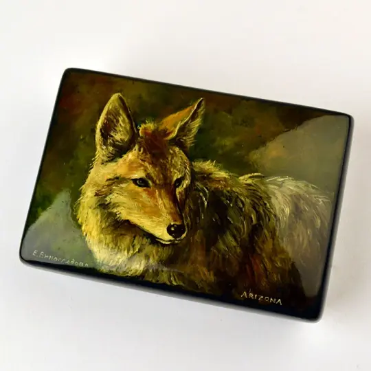 Handpainted Coyote Box