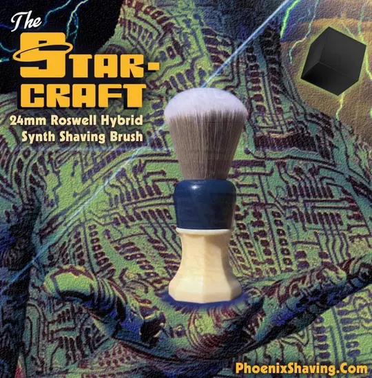 The Starcraft | 24mm Roswell (grey) Hybrid Synth Brush | Retro Shave Tech!