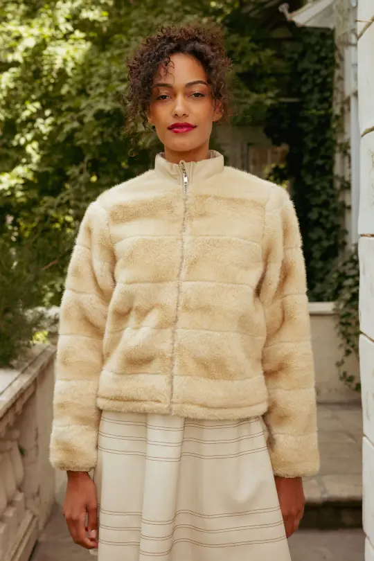 Brianna Jacket in Cream Fur