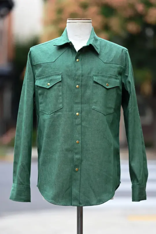 Patton Shirt - Kelly Green Japanese Denim