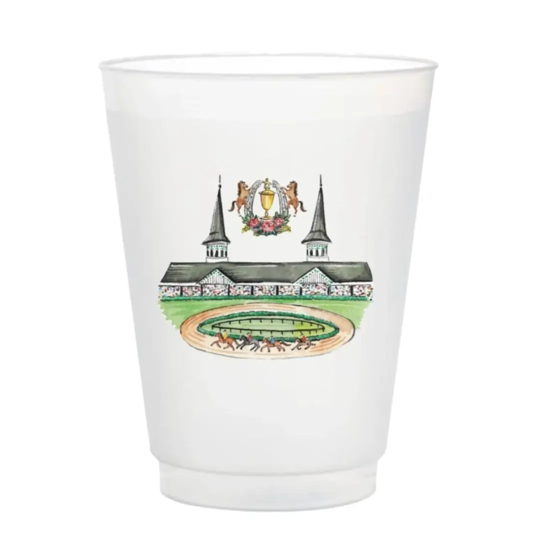Watercolor Churchill Downs Full Color Kentucky Derby 12oz Frosted Cup, Set of 12