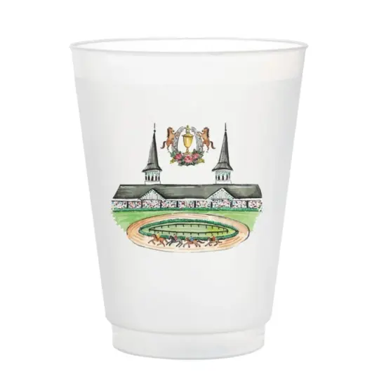 Watercolor Churchill Downs Full Color Kentucky Derby 12oz Frosted Cup, Set of 12