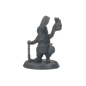 Unpainted 28mm 3D-printed resin dwarf raising a tankard beside a grounded axe - tabletop RPG miniature for D&D, Pathfinder & wargaming