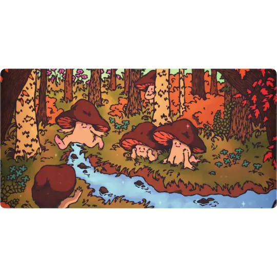 A Mushroom Gathering Desk Mat