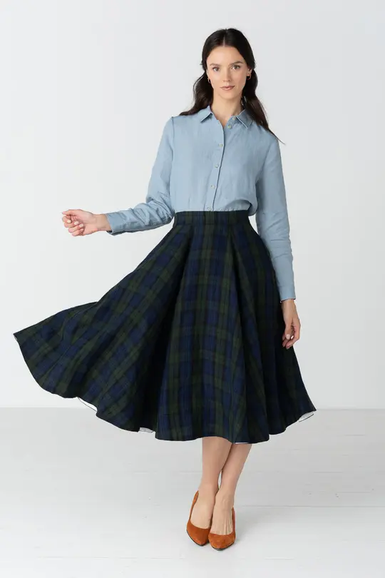 Classic – Full-Circle Linen Midi Skirt