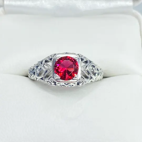 Ruby Ring, Size 6, Romantic Wedding Valentine Ring #D211 - Ready to Ship
