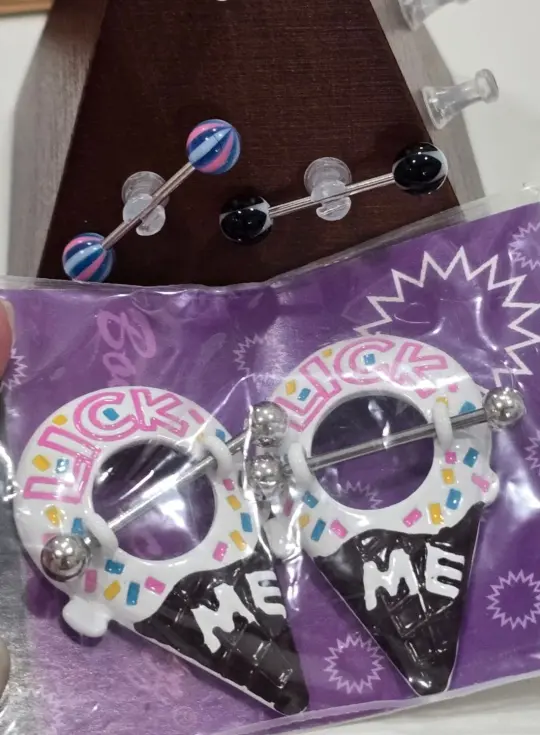Painful Pleasures Ice Cream 14G Surgical Steel Nipple Rings Set of 2