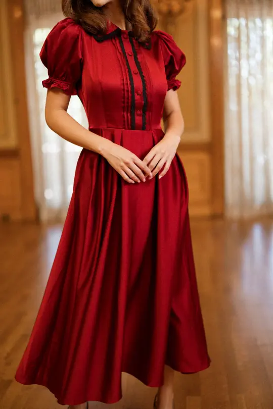 Sophia Dress in Garnet
