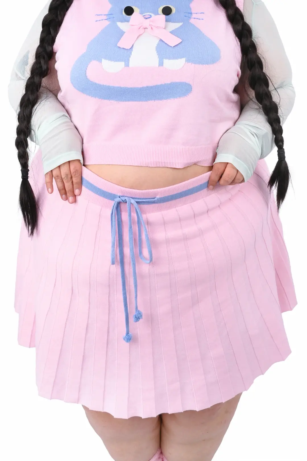 Kitty Knit Pleated Skort