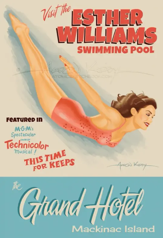 Esther Williams Mackinac travel poster