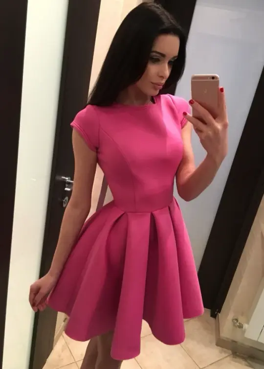 Silky Satin Women's Homecoming Dress Barbie Pink Corset Short Prom Dress RS2752