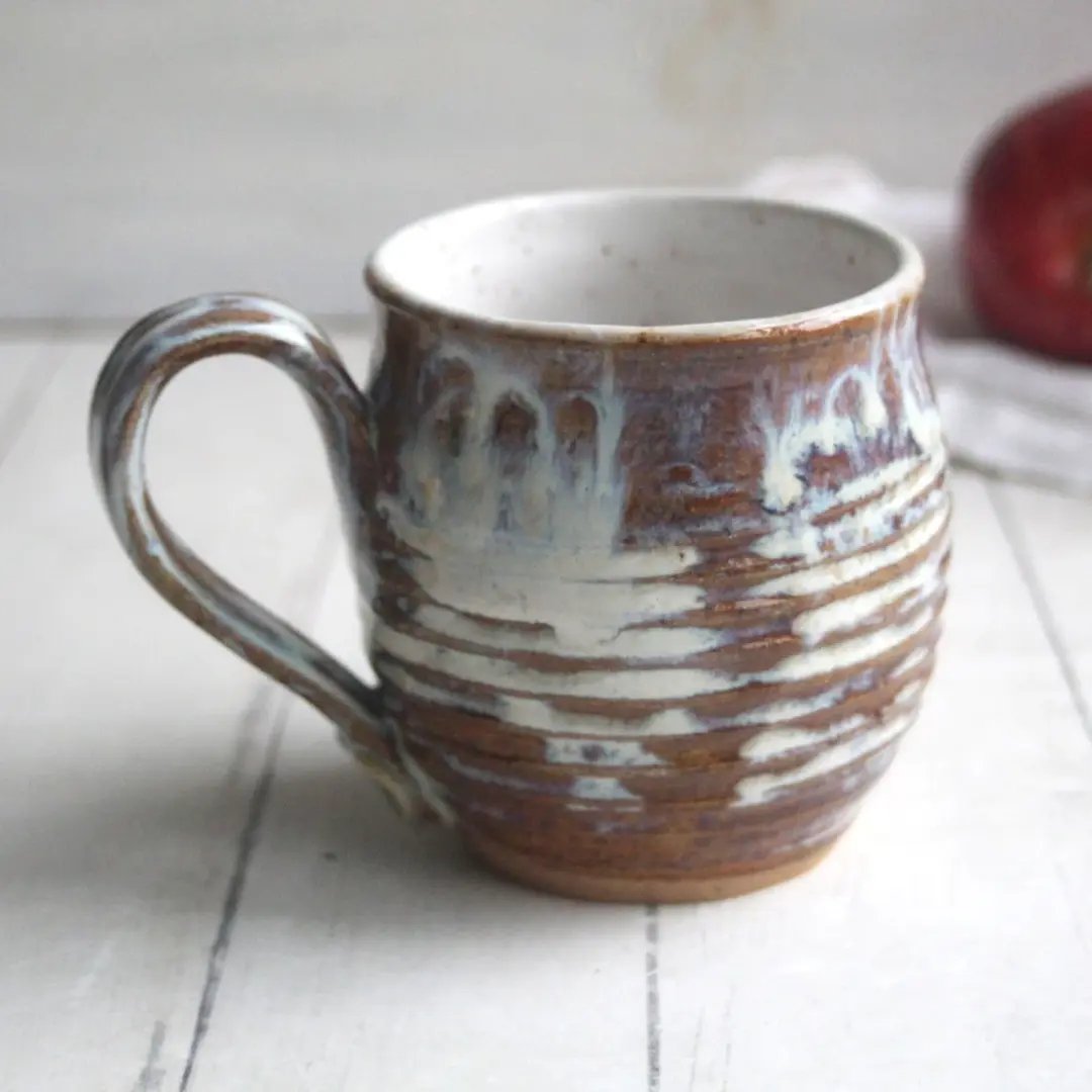 Rustic Love Mug, Gorgeous Earthy Mug with Melting Marshmallow Glaze, 14 Ounce, Made in USA