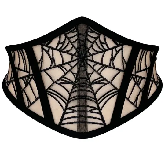 SPIDERWEB SMALL MESH CORSET BELT (NUDE)