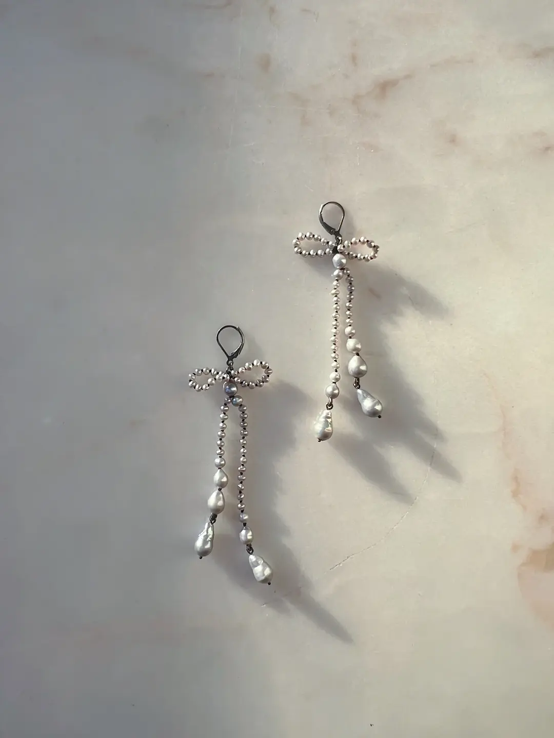 Ribbon Bows II // Freshwater And Baroque Pearl Earrings